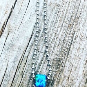 New Elegant Silver and Blue Pendant Necklace Mykonos